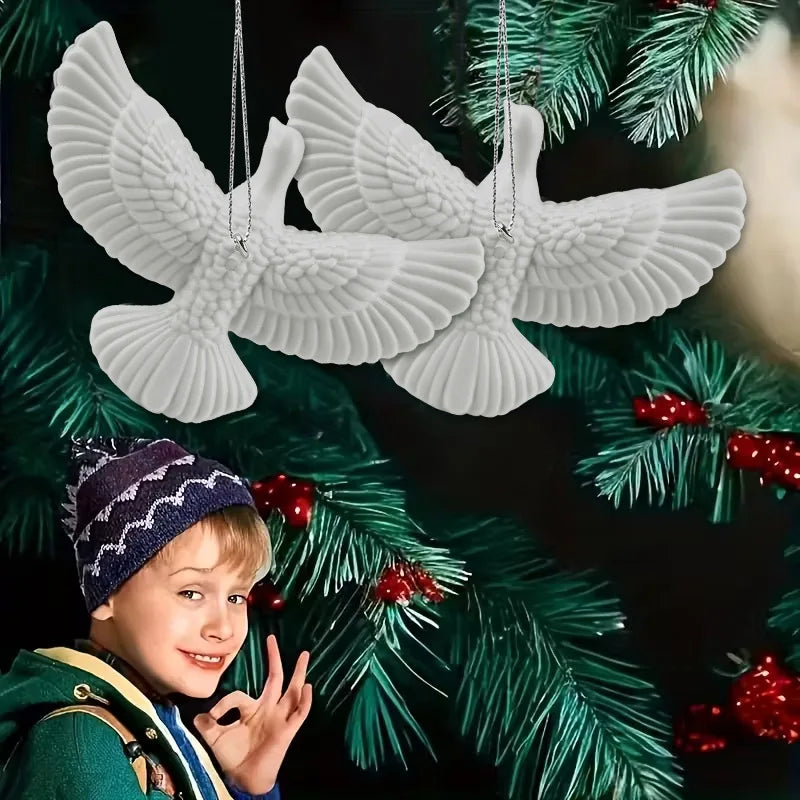 1/4pcs Resin White Dove Christmas Ornaments Xmas Tree Hanging Pendants 2026 New Year Party Home Wall DIY Decoration Kids Gifts Beauty World Shop