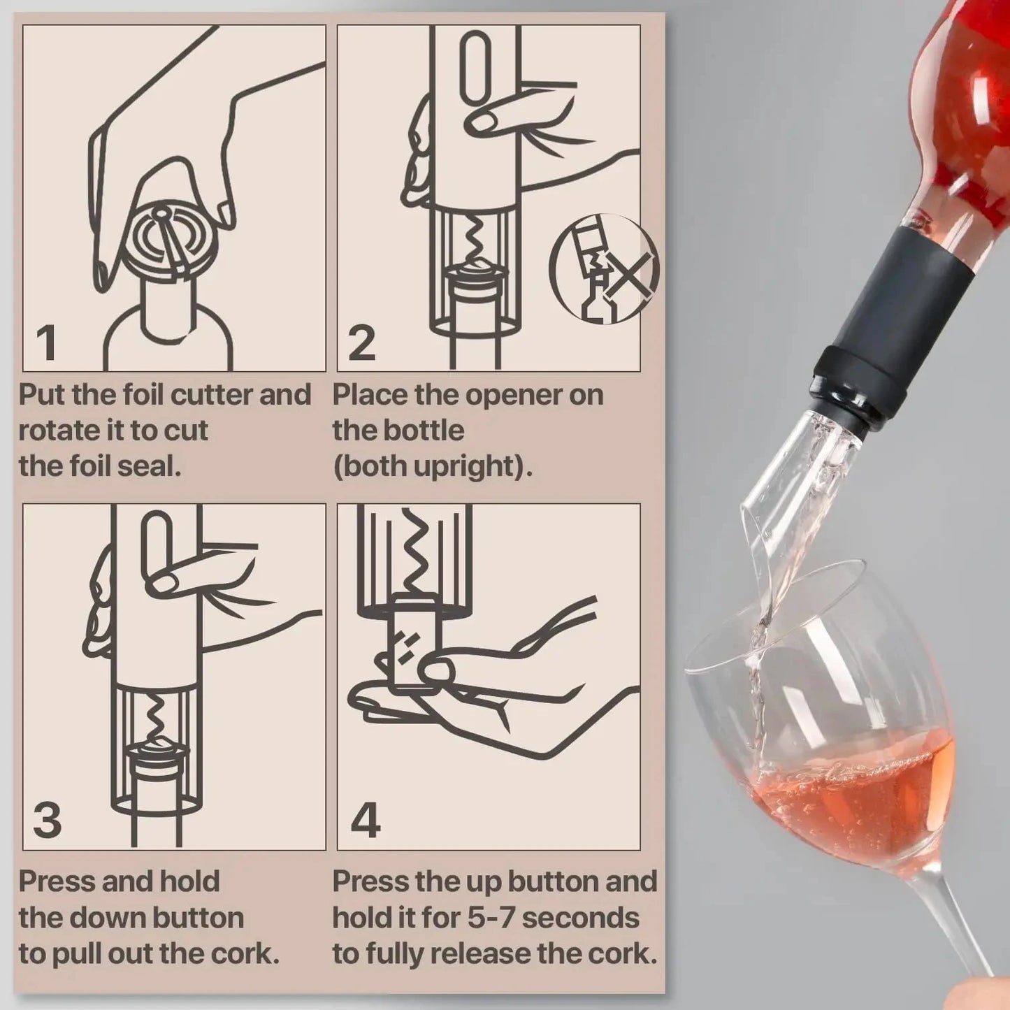 Electric Wine Bottle Opener Automatic Red Wine Corkscrew Rechargeable Wine Opener One-click Button Wine Tools Kitchen Products Beauty World Shop