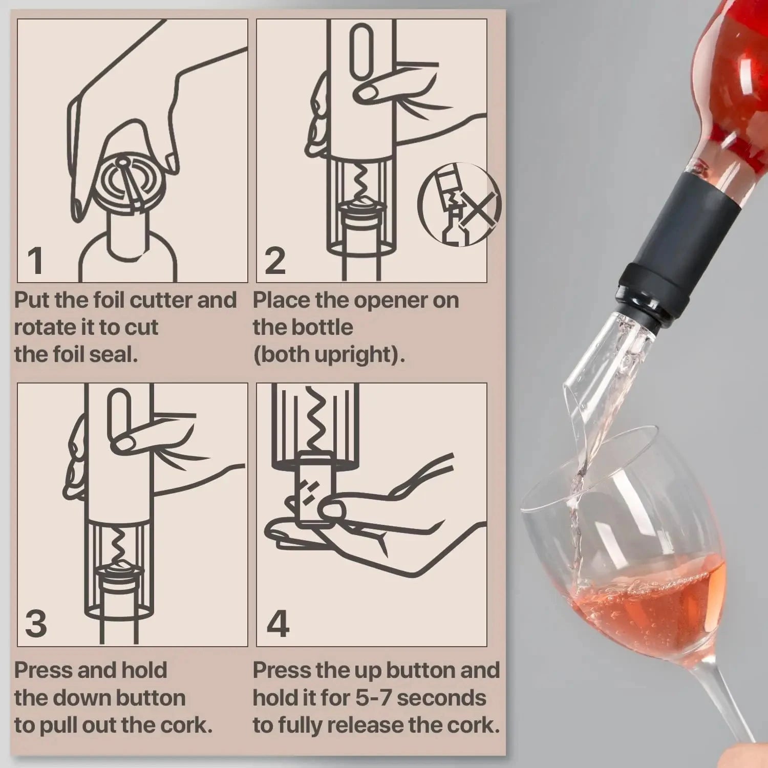 Electric Wine Bottle Opener Automatic Red Wine Corkscrew Rechargeable Wine Opener One-click Button Wine Tools Kitchen Products Beauty World Shop