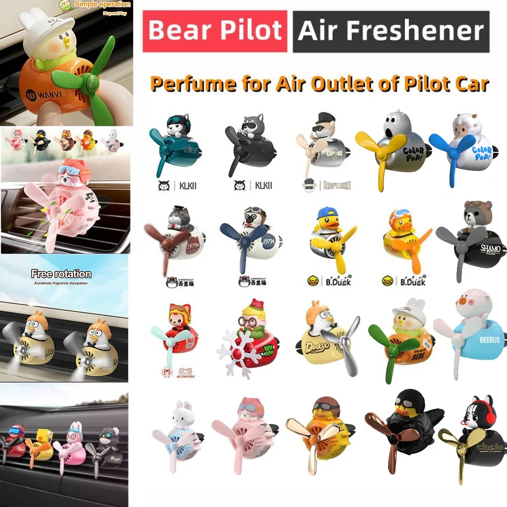 Cool Bear Pilot Car Air Freshener Rotating Propeller Air Outlet Perfume Fragrance Flavoring 자동차 공기 청정기 Accessories 방향제 차량용 Beauty World Shop