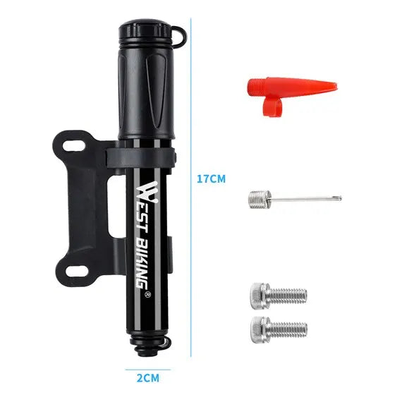 WEST BIKING 100Psi Mini Bike Pump Aluminum Alloy Bicycle Hand Air Pump Tire Inflator Schrader Presta Valve MTB Road Cycling Pump Beauty World Shop