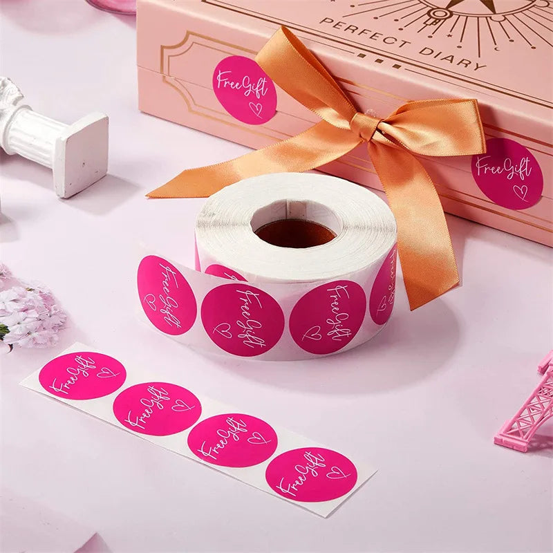100-500pcs Free Gift Letters Labels Sticker Stationary Supplies Pink Thank You Sticker for Small Business Package Card 1 inch Beauty World Shop