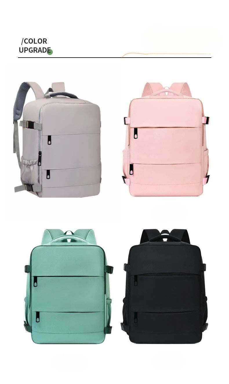 Lightweight Large Travel Backpack, Solid Color Minimalist Multifunctional Student School Bag Beauty World Shop