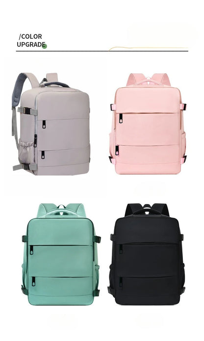 Lightweight Large Travel Backpack, Solid Color Minimalist Multifunctional Student School Bag Beauty World Shop