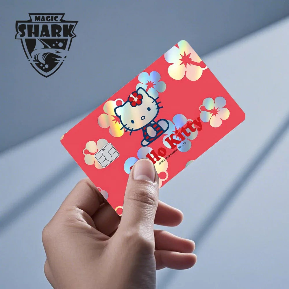 Hot Sale Hello Kitty Kuromi Holographic Laser Shinny Film Skin Cover Sticker for Debit Credit Card Bank Card Beauty World Shop