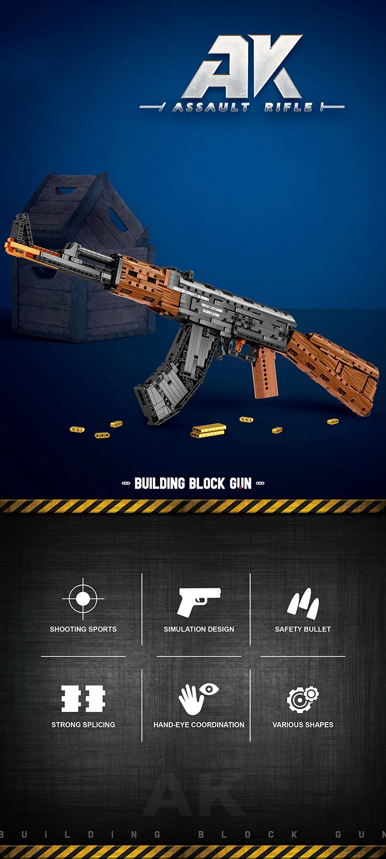 AK47 Assault Rifle Model Building Blocks Military Army Weapon Shootable Imitation Gun Bricks Children’s Holiday Gifts DIY Toys Beauty World Shop