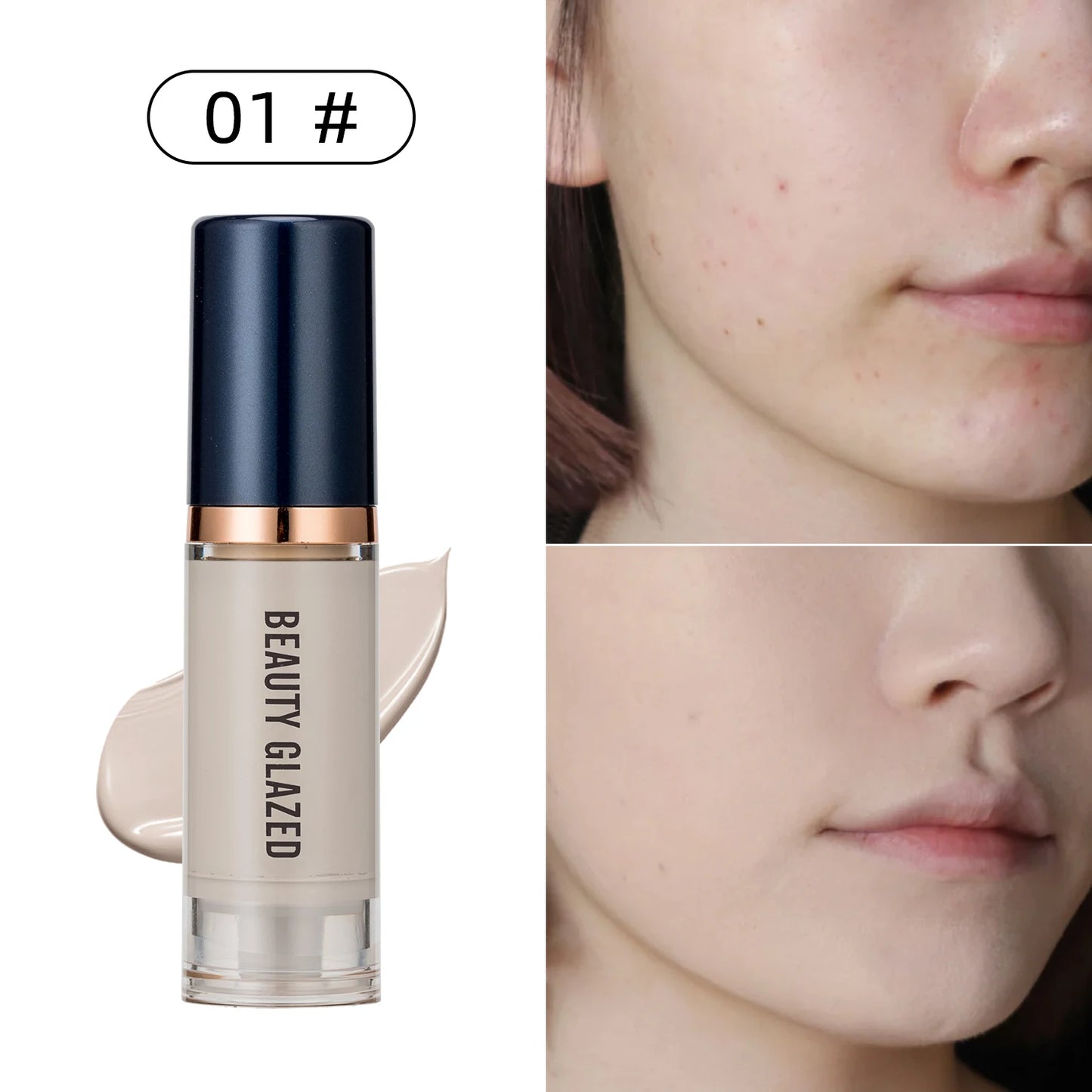 BEAUTY GLAZED 6 Color Liquid Foundation,Full Coverage, Long-Lasting, Waterproof, Natural Effect,Hydrating Beauty Fashion