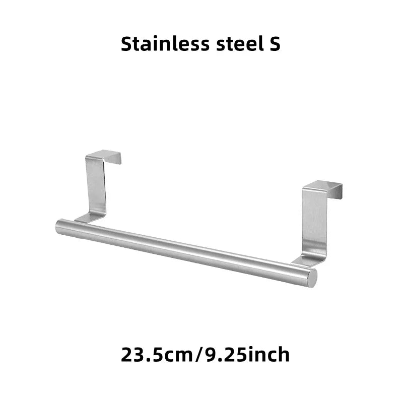 1Pcs Towel Rack Over Door Towel Bar Hanging Holder Stainless Steel Bathroom Kitchen Cabinet White Black Towel Rag Shelf Hanger Beauty World Shop