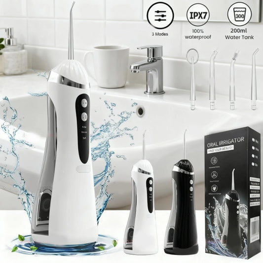 Portable Oral Irrigator 200ML Water Flosser Teeth Whitening 3 Modes Rechargeable Waterproof IP65 Dental Care Jet Floss Beauty World Shop