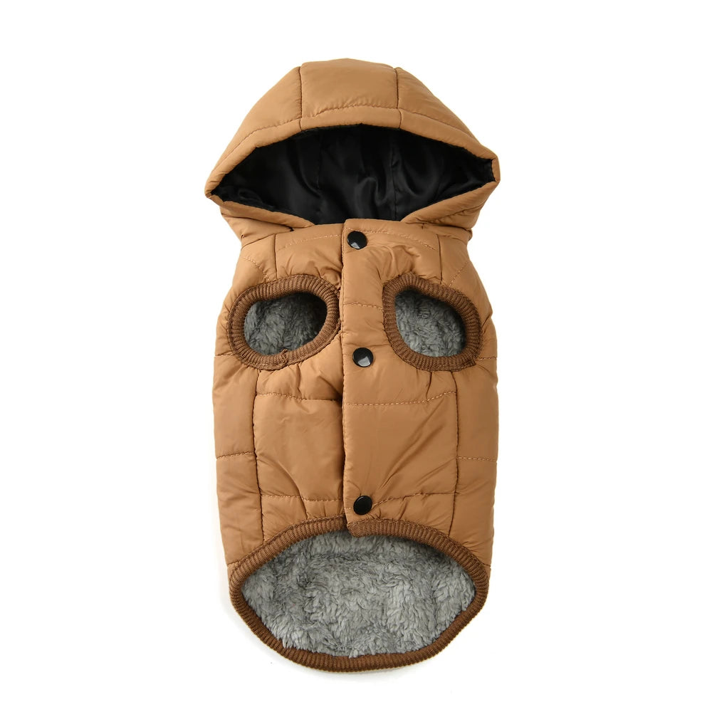 Dog Hooded Winter Jacket Soft Warm Fleece Velvet Puppy Vest Coat  Pet Dog Hat Clothes Cold Proof Winter Padded Yorkies Costume
