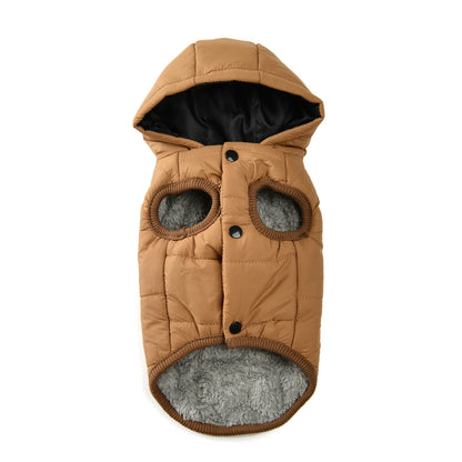 Dog Hooded Winter Jacket Soft Warm Fleece Velvet Puppy Vest Coat  Pet Dog Hat Clothes Cold Proof Winter Padded Yorkies Costume