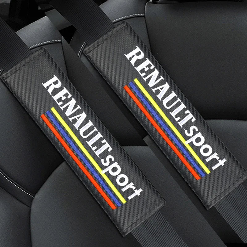 2PCS Carbon fiber Cotton Car Safety Belt Shoulder Cover seat belt pad for Renault koleos duster megane 2 logan clio Car Styling Beauty World Shop
