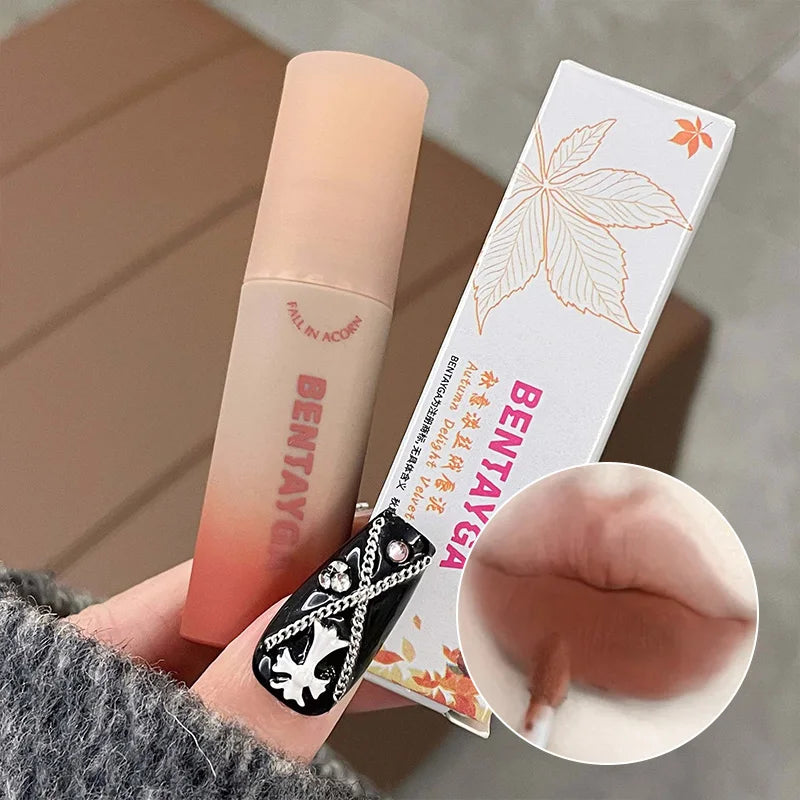 BENTAYGA Autumn Velvet Lip Mud — Matte Finish, Skin-Tone Enhancing Lip Tint, Versatile Nude Makeup, Budget-Friendly for Students Beauty Trend Shop