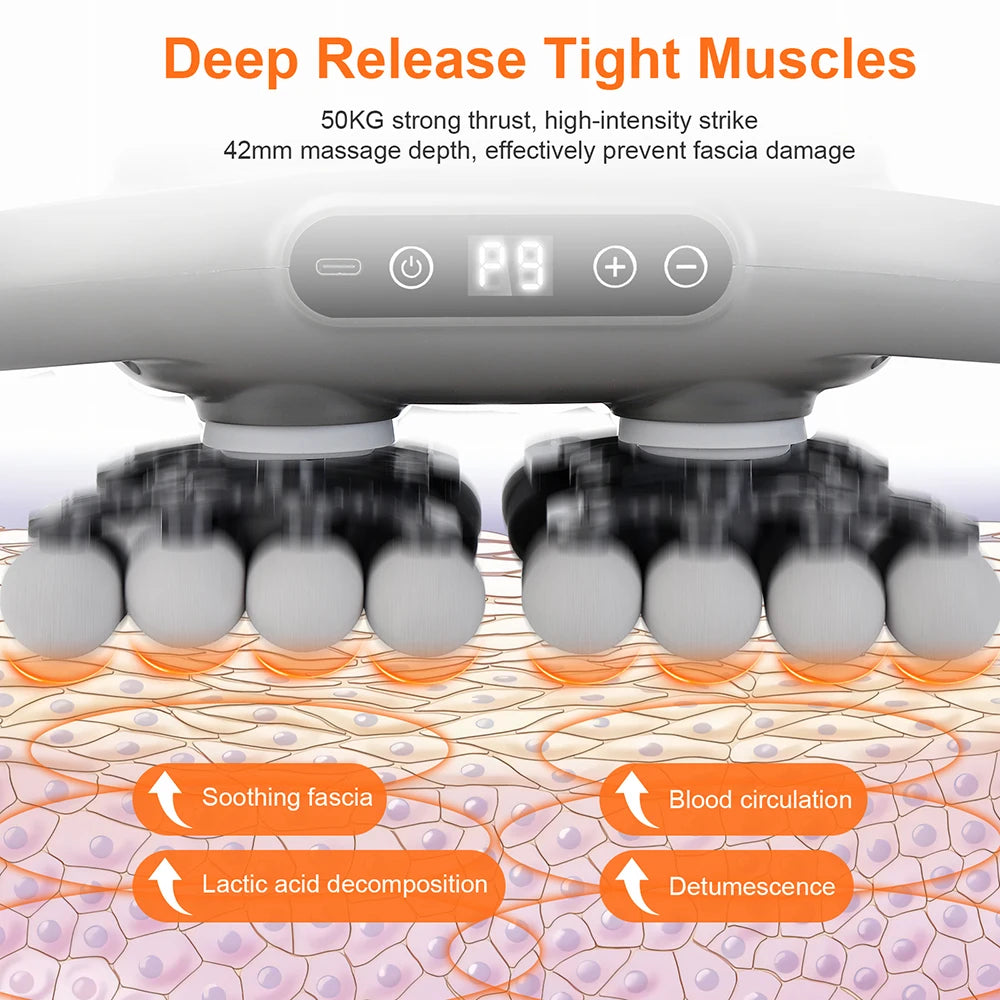 42-Heads Fascia Gun High-Frequency Vibration Body Massage Gun Back and Waist Massager Neck Shoulder Massager Muscle masajeador Beauty World Shop