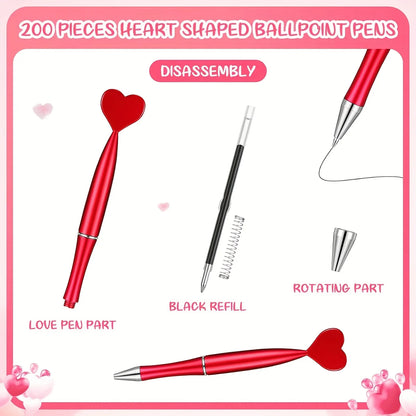 12pcs Valentine's Day Heart Shape Pens Black Gel Ink Rollerball Pens for Office School Supplies Gift Kids Ballpoint Pens Beauty World Shop
