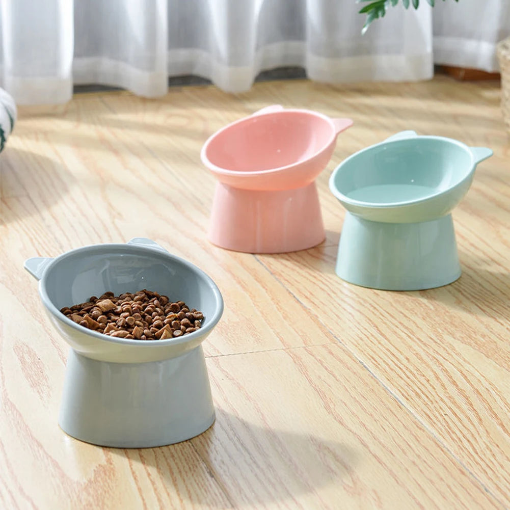 Tilted Cat Food Bowl Elevated Cat Bowl Ergonomic Cat Food Dish Anti Vomiting Plastic Feeding Bowl Non Slip for Flat- Faced Cats Beauty World Shop