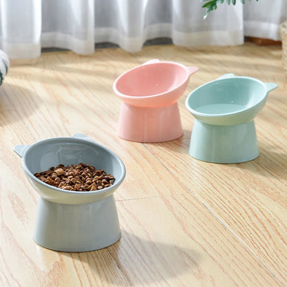 Tilted Cat Food Bowl Elevated Cat Bowl Ergonomic Cat Food Dish Anti Vomiting Plastic Feeding Bowl Non Slip for Flat- Faced Cats Beauty World Shop