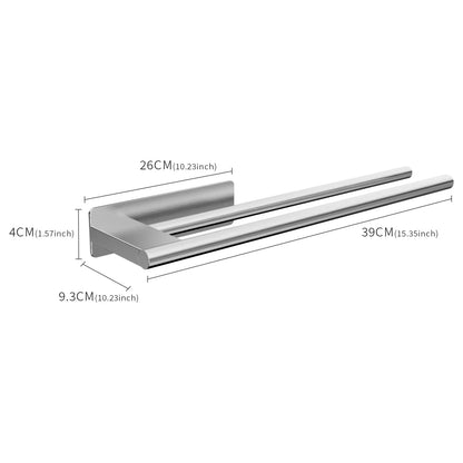 Bathroom Towel Racks No Drill Double Adhesive Towel Bar Stainless Steel Black 39 CM Towel Rack for Bathroom and Kitchen Beauty World Shop