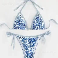 New Sexy Bikini Solid Color Lace-up Split Two-piece Swimsuit for Women Beauty World Shop