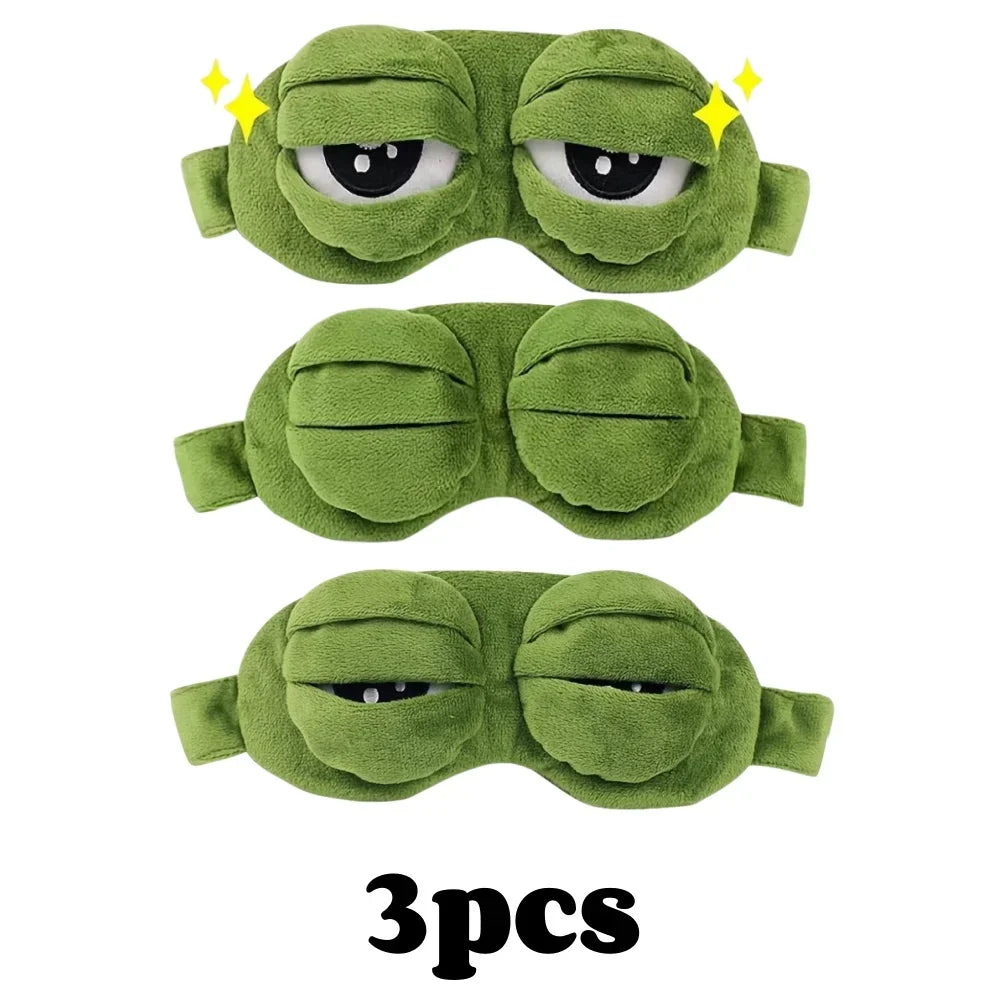 3D Sad Frog Sleep Mask Natural Sleeping Eyeshade Cover Shade Eye Patch Women Men Soft Portable Blindfold Travel Eyepatch Beauty World Shop