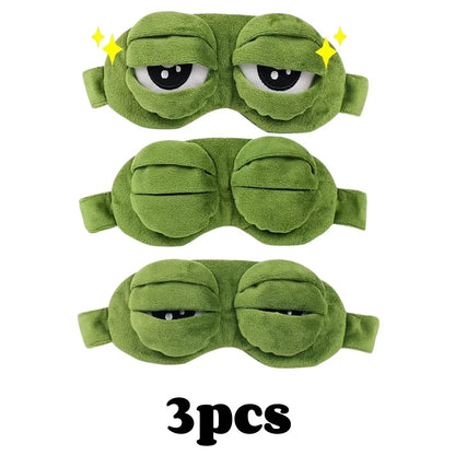 3D Sad Frog Sleep Mask Natural Sleeping Eyeshade Cover Shade Eye Patch Women Men Soft Portable Blindfold Travel Eyepatch Beauty World Shop
