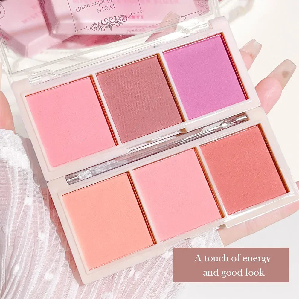 3-Color Cheek Red Plate Nude Makeup Natural Matte Milk Tea Orange Eye Shadow Makeup Lasting High Color Rendering Invisible Beauty World Shop