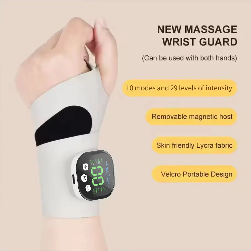 Electric Cordless Hand Wrist Massager 10 Mode Vibration Massage 29 Levels Massage Hands Rechargeable Wrist Brace Protector Wrap Beauty World Shop