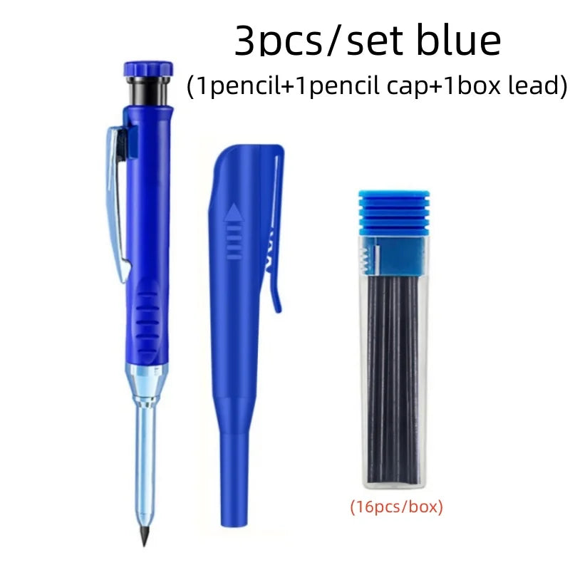 Solid Carpenter Pencils Set with 16Refills, 2.8mm Deep Hole Mechanical Pencil Marker Construction Pencils Woodworking Drafting Beauty World Shop
