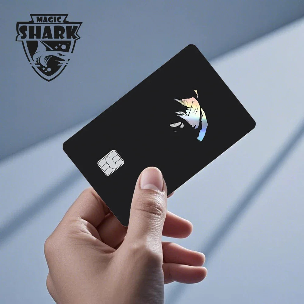 Magic Shark Luffy Zorro Ace Skull Anume Holographic Shinny Laser Sticker Film Skin for Credit Debit Card Beauty World Shop