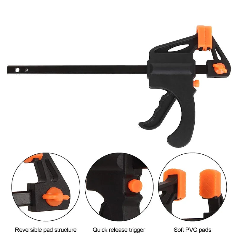 Woodworking Clamp F Hard Quick Release Ratchet Speed Squeeze Clip Kit Long Carpenter Set Nylon Gadget Work Bar Hand Tool 4inch Beauty World Shop