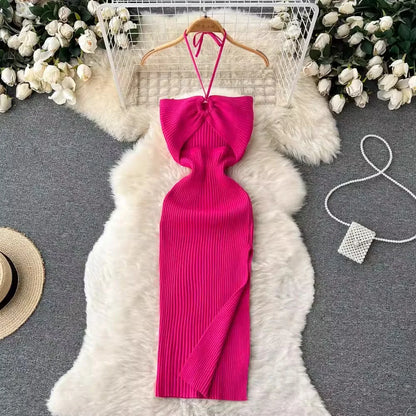 YuooMuoo Chic Fashion Sexy Package Hips Split Knitted Summer Dress 2025 Women Slim Elastic Bodycon Party Dress Streetwear Outfit Beauty World Shop