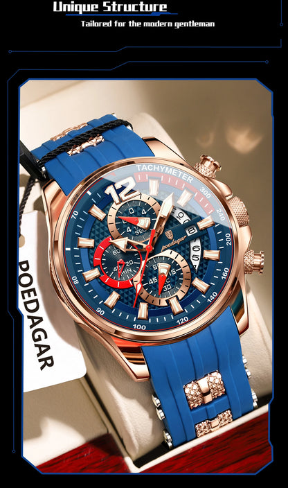 POEDAGAR Luxury Watch For Men Date Chronograph Luminous Waterproof Silicone Male Watch Fashion Sports Quartz Men's Watches Reloj Beauty World Shop