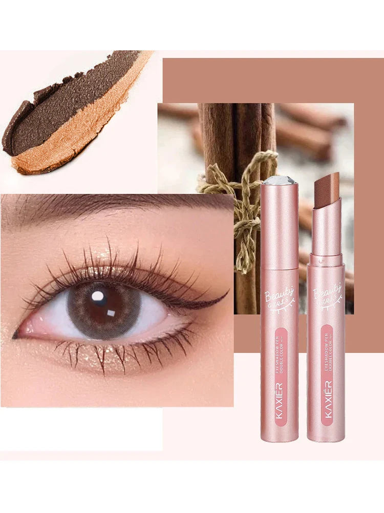 Gradient two-color eye shadow pen waterproof, sweat proof, not easy to smudge, pearlescent, fine shiny, lazy eye shadow s Beauty Trend Shop