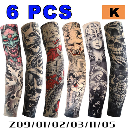 6 PCS Tattoo Sleeves Unisex Summer Cycling Sun Protection Arm Covers Beach Driving Fishing Breathable Nightclub Elastic Sleeves Beauty World Shop