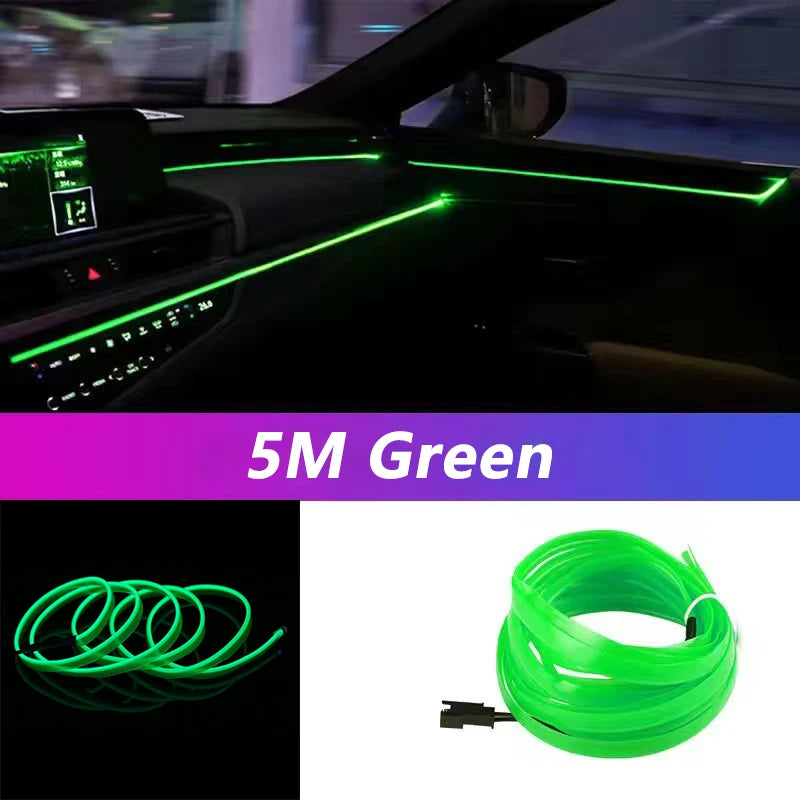 5M Car Interior Led Strip Light Neon EL Wiring Decorative Lamp For Auto DIY Flexible Ambient Light USB Party Atmosphere Diode Beauty World Shop