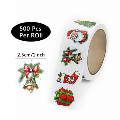 500pcs Laser Cartoon Christmas Stickers Christmas Gift Wrapping Label Sticker Reward Stickers Scrapbook Stationery,1" Beauty World Shop