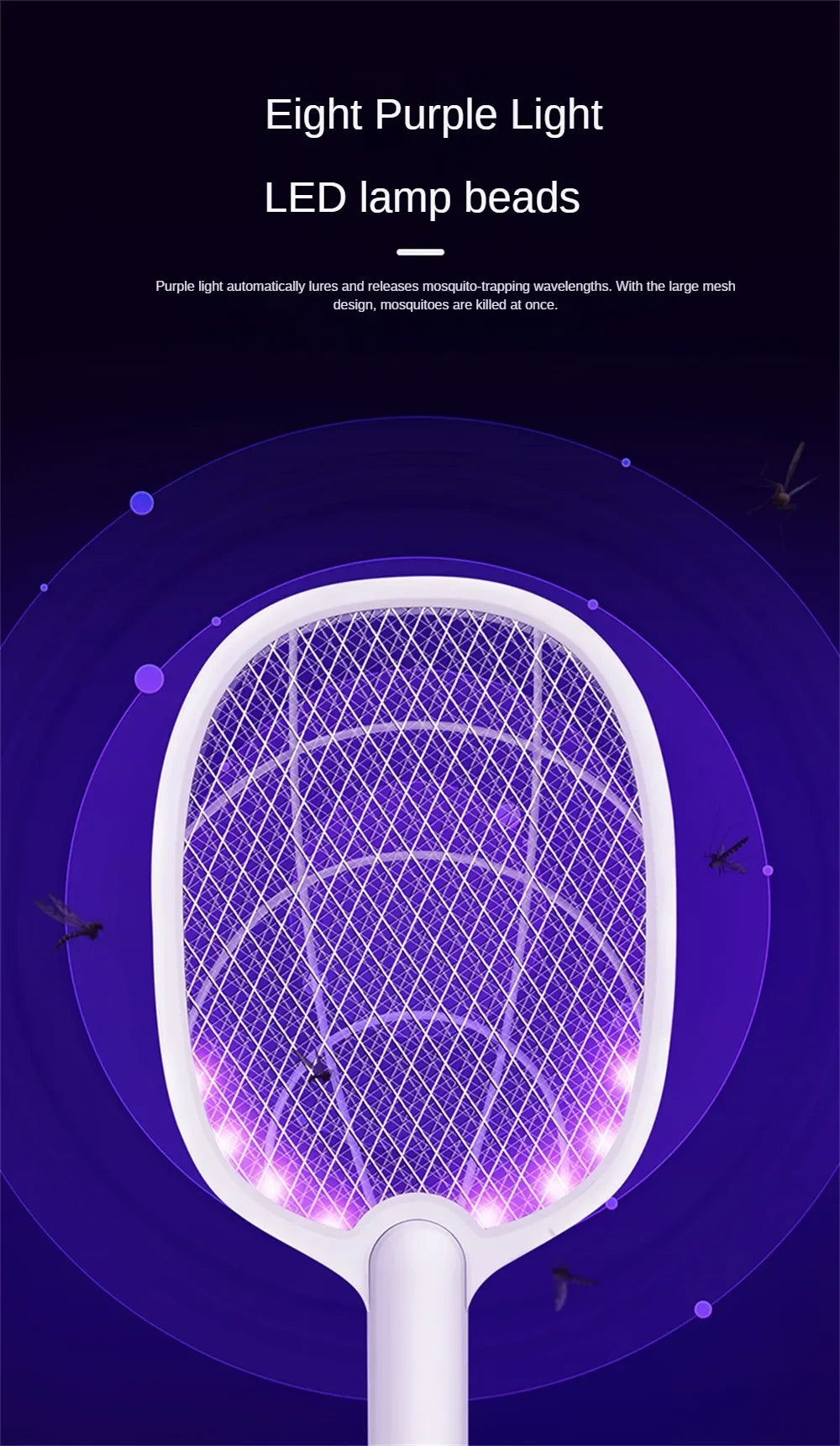 Mosquito Killer Lamp USB Rechargeable Electric Foldable Mosquito Killer Racket Fly Swatter Repellent Lamp Zapper Insects Racket Beauty World Shop