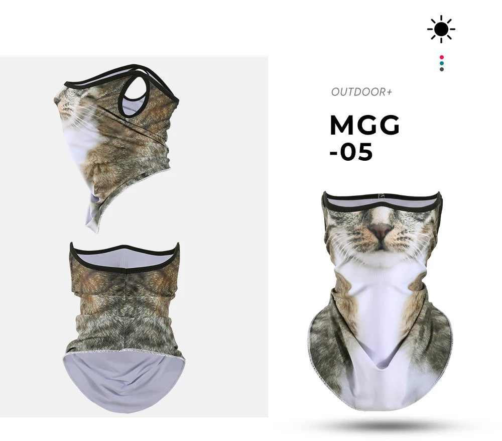 3D Animals Magic Scarf Bandana Breathable Neck Warmer Gaiter Hanging Ear Outdoor Sports Triangle Face Mask Neckerchief Summer Beauty World Shop