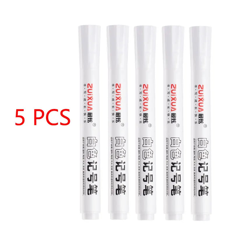 White Marker Pens set Oily Waterproof White Gel Pen DIY Graffiti Sketching Marker Stationery Writing School Supplies brush Beauty World Shop