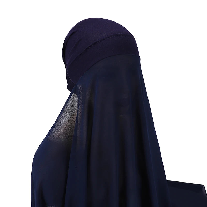 Muslim Women Bonnet + Chiffon Shawl Instant Under scarf Cap Islam Inner Scarf Headband Stretch Hijab Cover Headwrap Turbante Beauty World Shop