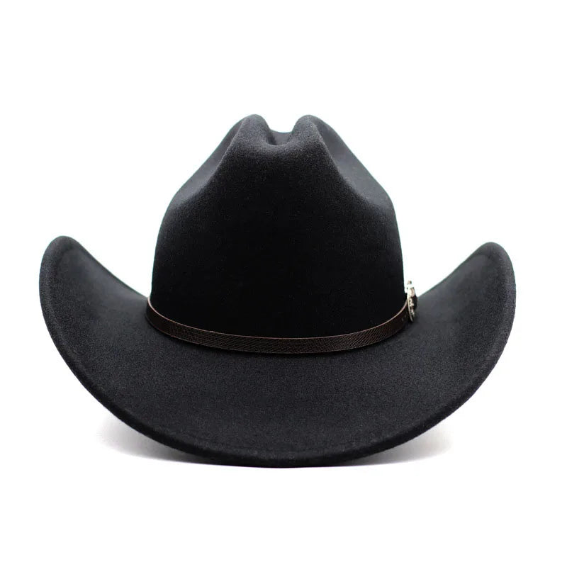 Vintage Western Cowboy Hat For Men's Gentleman Lady Jazz Cowgirl With Leather Wide Brim Cloche Church Sombrero Hombre Caps Beauty World Shop