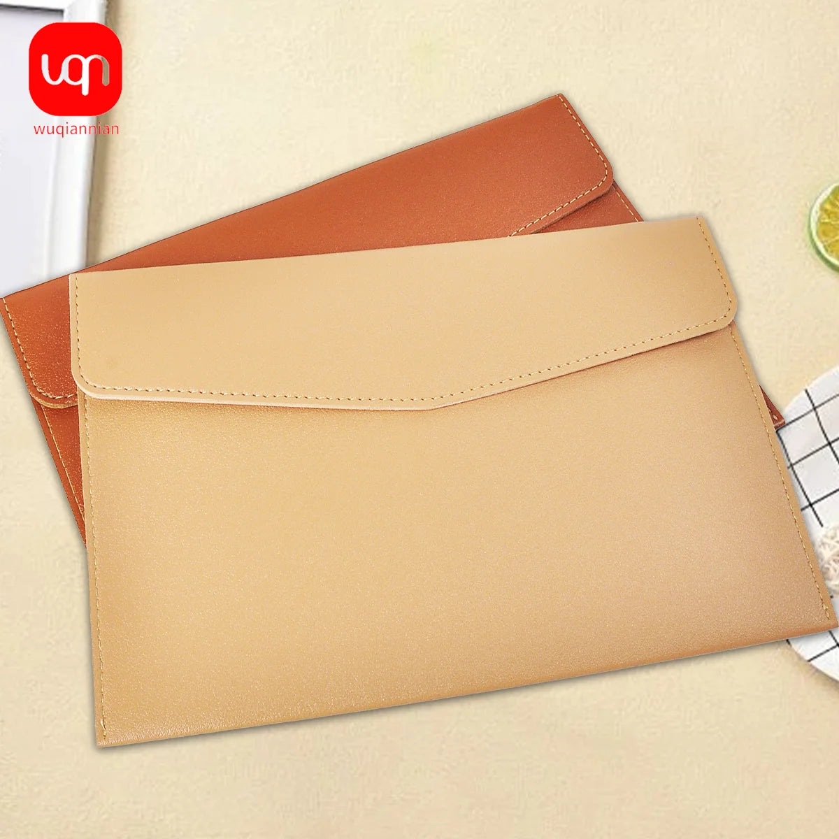 WQN-1PC PU Leather Document Bag A5, Wear-Resistant, Large Capacity, Waterproof, Suitable for Office and School Document Storage Beauty World Shop
