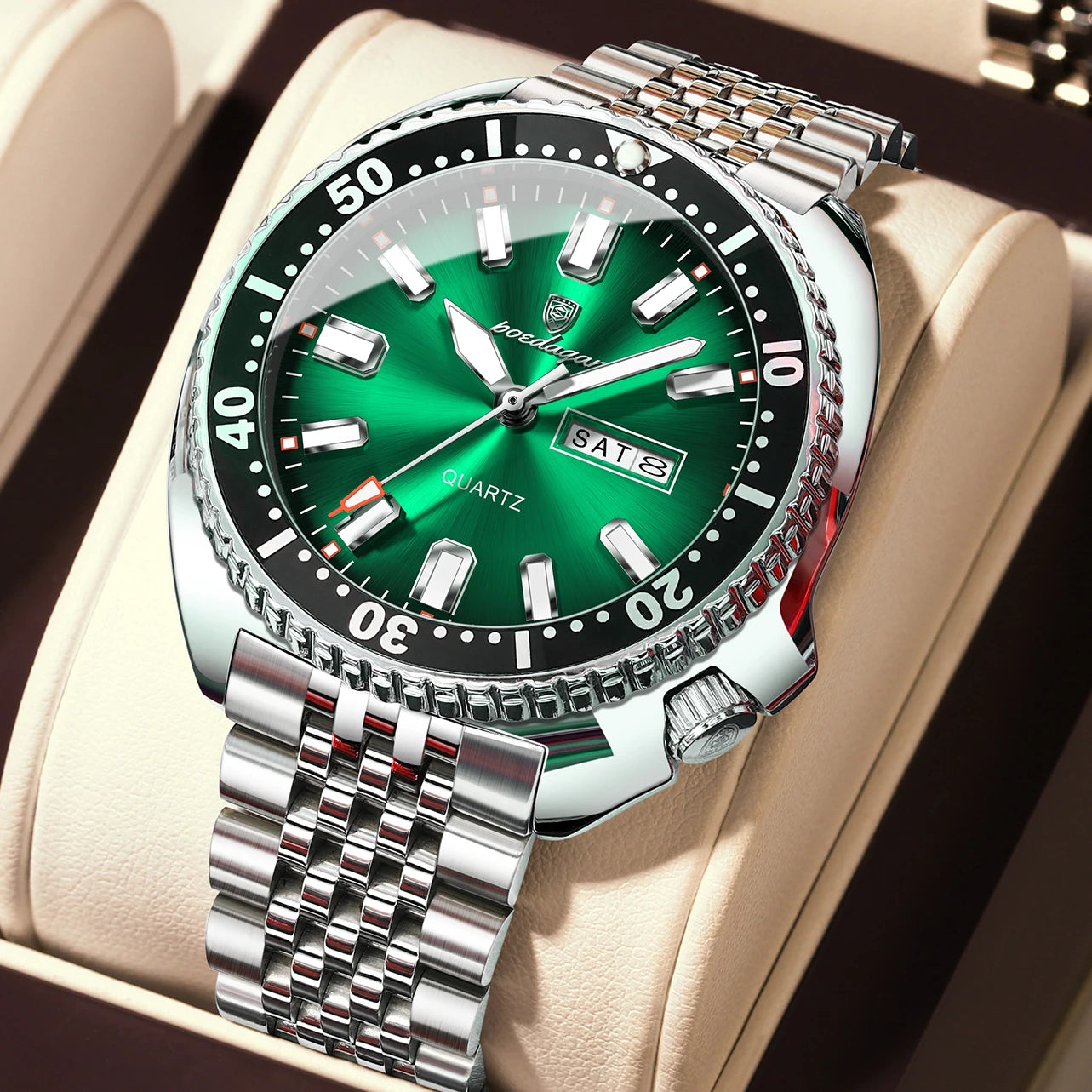 POEDAGAR Luxury Business Men Watch Date Week Waterproof Luminous Man Wristwatch Sport Stainless Steel Quartz Men's Watches Reloj Beauty World Shop