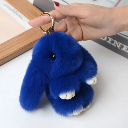 Fluffy Bunny Keychain - Plush Play Dead Rabbit Doll with Bow, Cute Animal Keychain Toy for Kids Girls, Soft Furry Gift Beauty World Shop