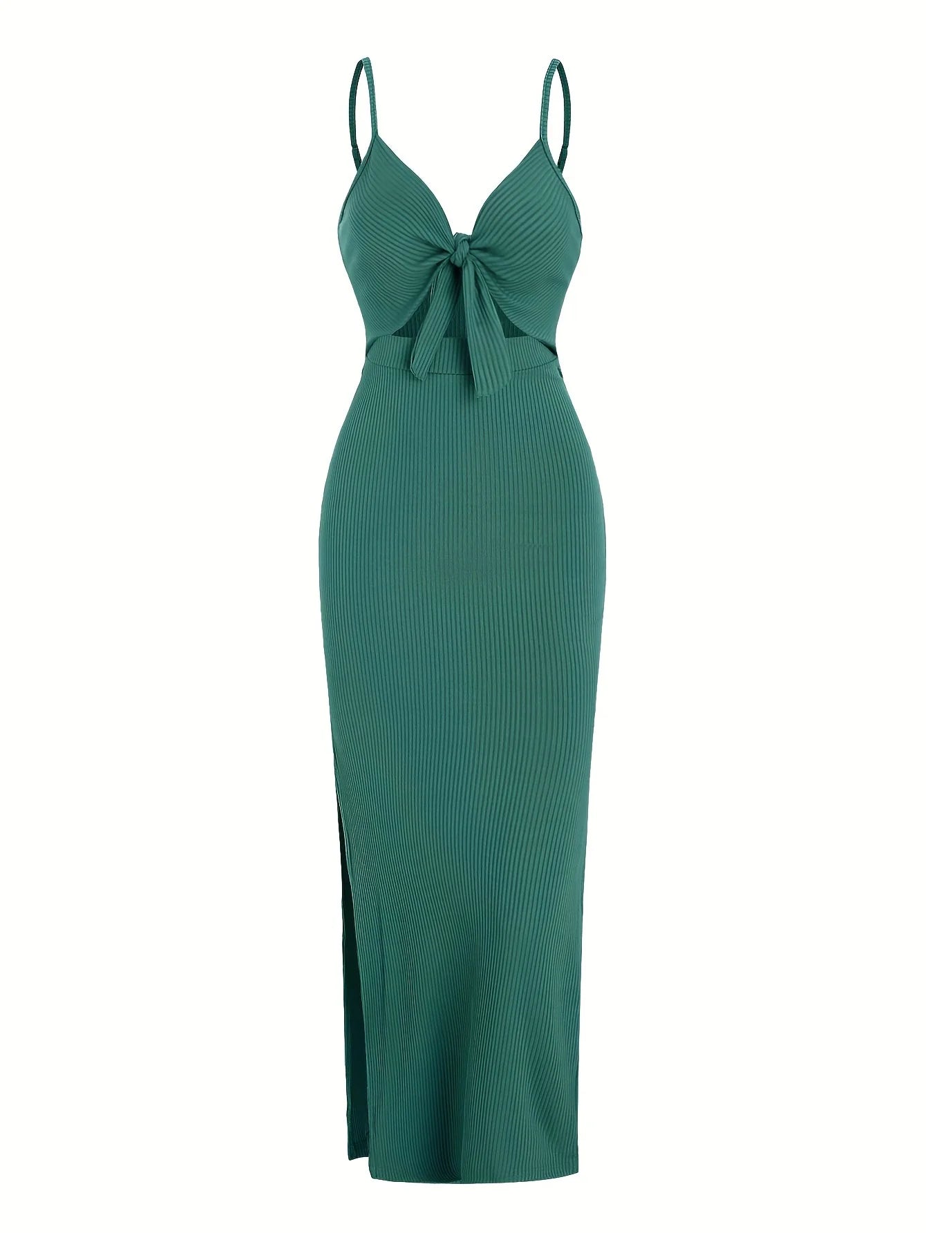 Europe and America knit simple sleeveless suspender dress in spring and summer, leaking back and sexy long skirt with neck. Beauty World Shop