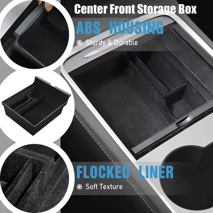 For Tesla Model 3 Y Highland Juniper 2026 Center Armrest Hidden Storage Box Cup Holder Console Organizer Box Accessories Beauty World Shop