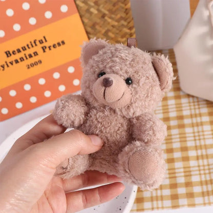 Stuffed Animals Plush Little Bear keychain Plush Doll Animal Bear Curly Plush Sitting Doll Couple Toy Soft Bear Bag Pendant Beauty World Shop