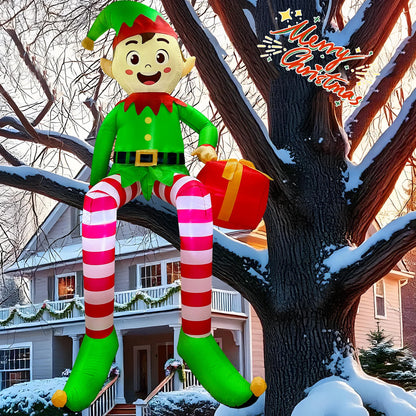 8FT Christmas Inflatables Outdoor Decorations, Christmas Inflatable Sitting Elf Christmas Yard Decorations Bliud-in LED Lights Beauty World Shop