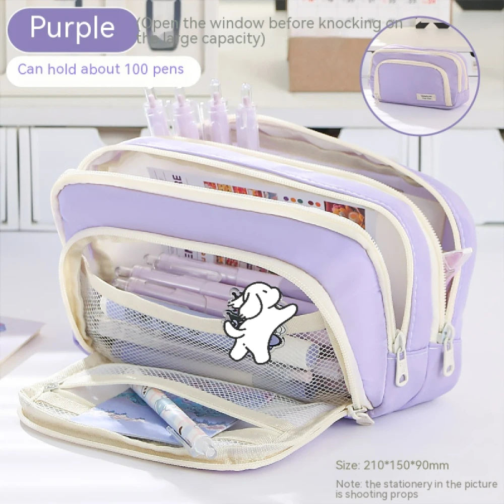 A Large-capacity Multi-layer Pencil Case, A Simple Multi-purpose Student Stationery Box And Makeup Storage Bag Beauty World Shop