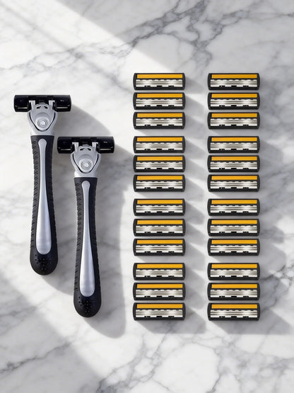 Variety Packs Skin Guard Anti-Slip Handle Replacement Triple Blades Reusable Safety Manual Razors for Men Shaving Bathing Trave Beauty World Shop